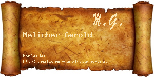 Melicher Gerold névjegykártya
